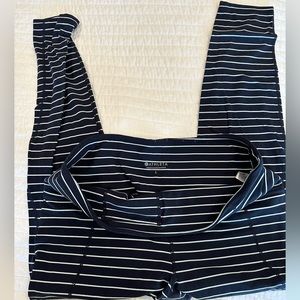 ATHLETA navy and white striped leggings